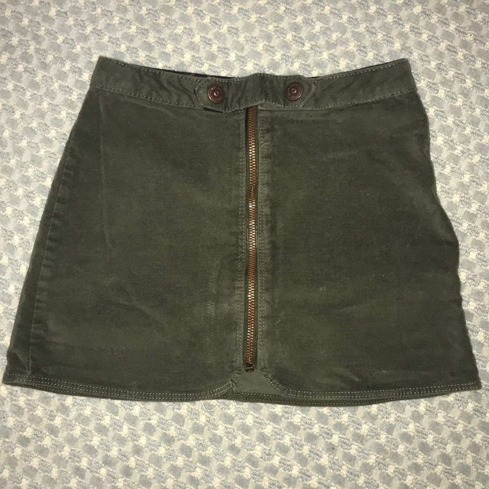 Girls army green denim skirt